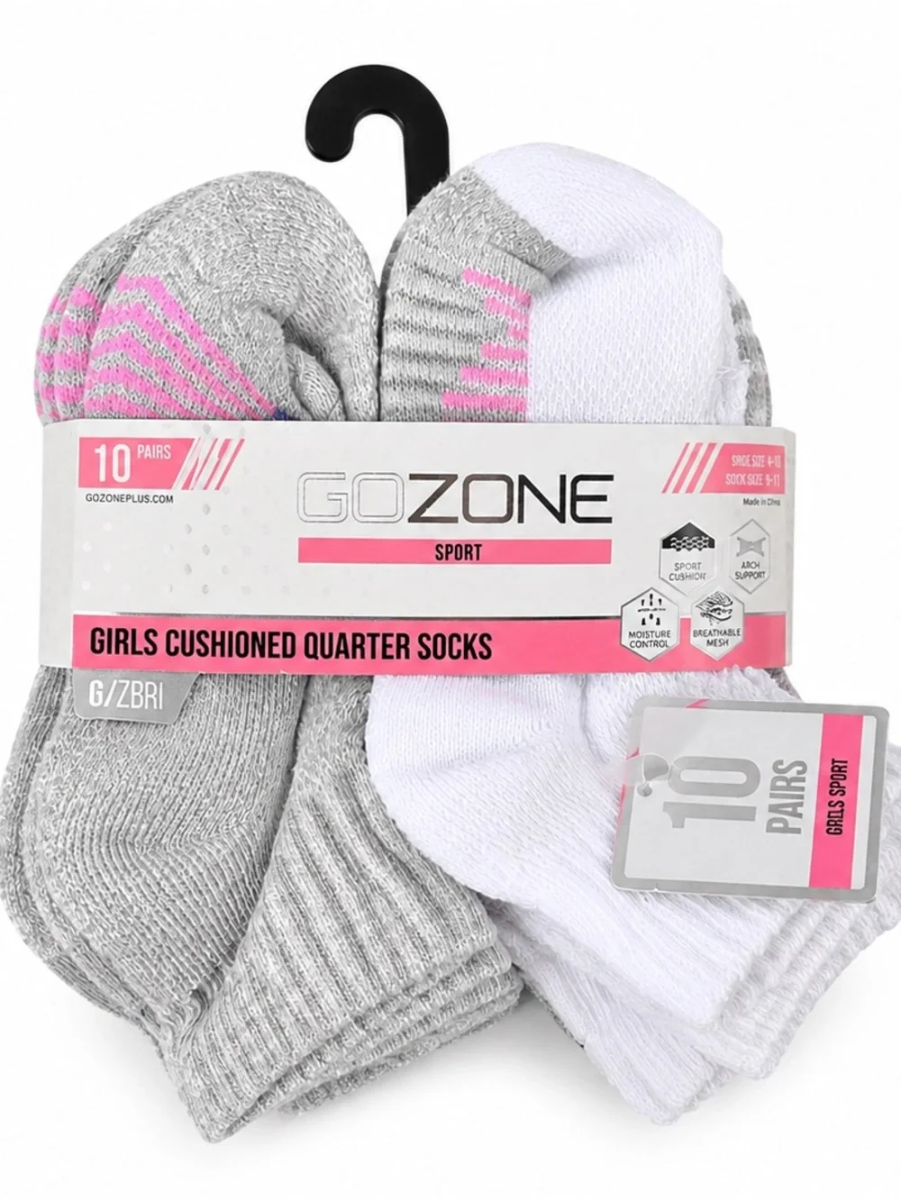 NWT Kids Pink & Gray Quarter Socks - Pack of One